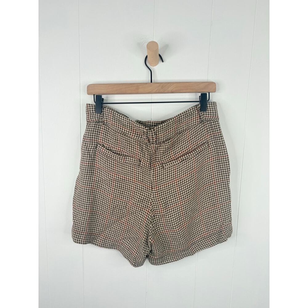 ✨2/$30✨ Free People Houndstooth Linen High Rise Shorts Size 2 Tan Brown - Picture 6 of 9